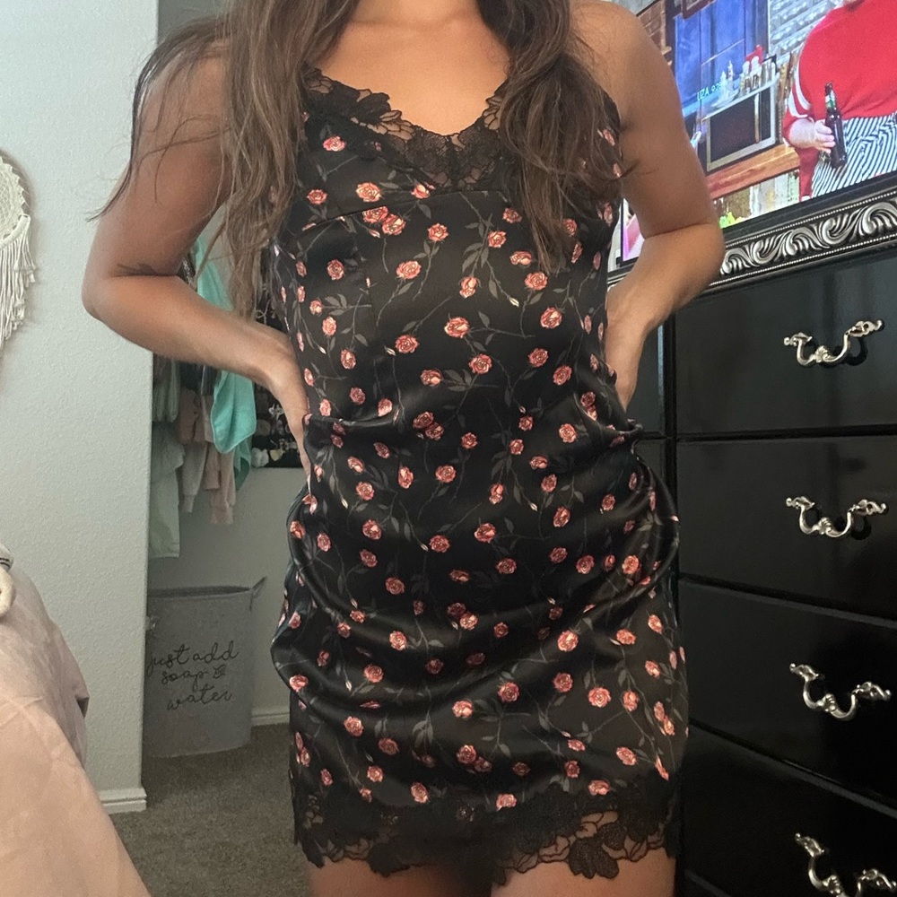 Victoria's Secret Gray Floral Lace Slip